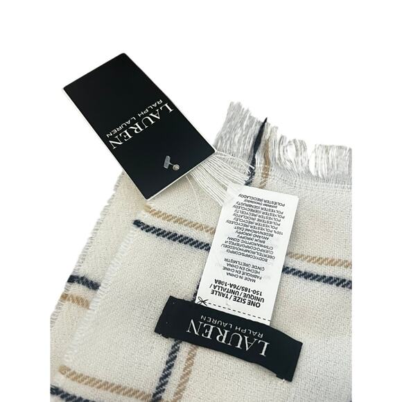 NWT Classic Ralph Lauren 70x 29 shawl scarf white and black striped soft cozy - Picture 1 of 7